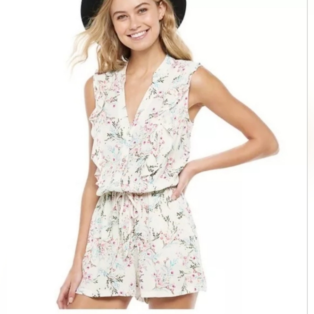 Lily Rose Ruffled Button Front Romper
